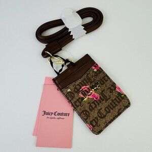 SOLD Juicy Couture L.A. Pink Bloom Brown 'Furget Me Not' Lanyard ID Badge Holder